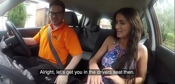  Busty brit publicly rides her driving instructor